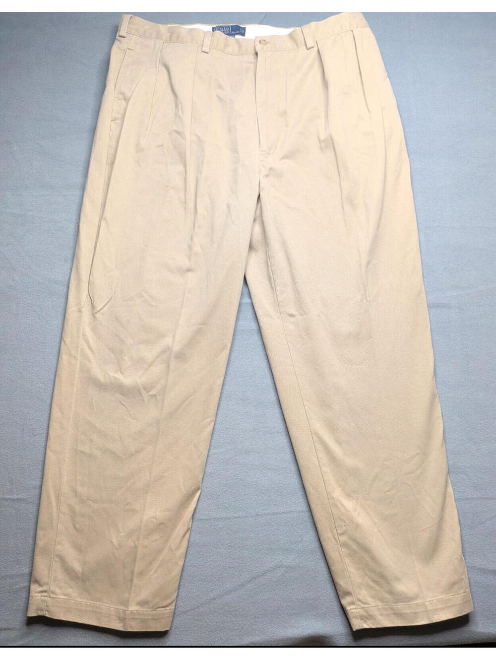 Polo Ralph Lauren Pants Mens 40x30 Beige Chino Pleated Straight Leg Casual
